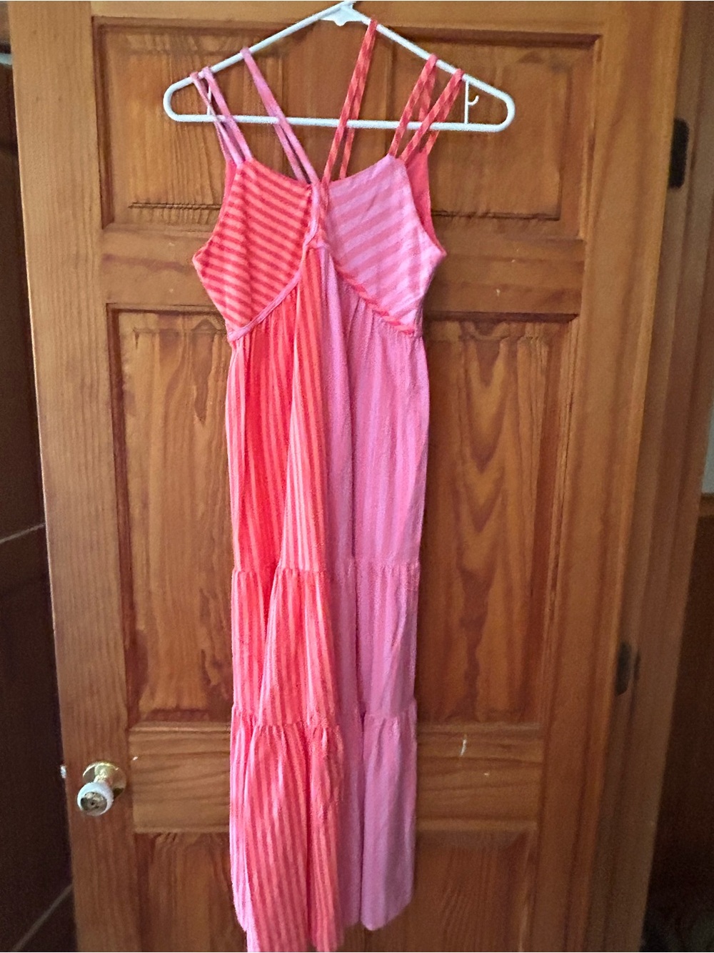 Bonnie Jean Pink and Coral Striped Tiered Sundress